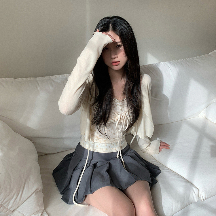 プリーツミニAラインスカート CHARCOAL