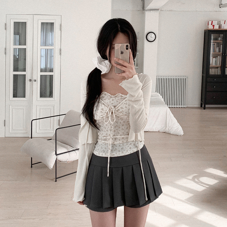 プリーツミニAラインスカート CHARCOAL