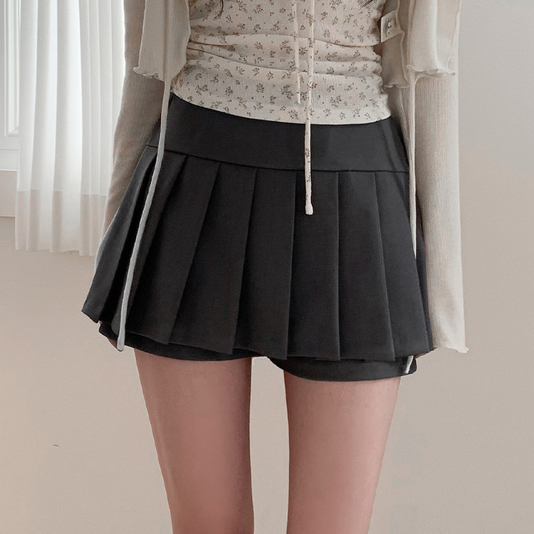 プリーツミニAラインスカート CHARCOAL