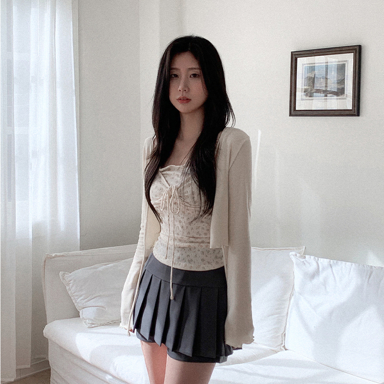 プリーツミニAラインスカート CHARCOAL