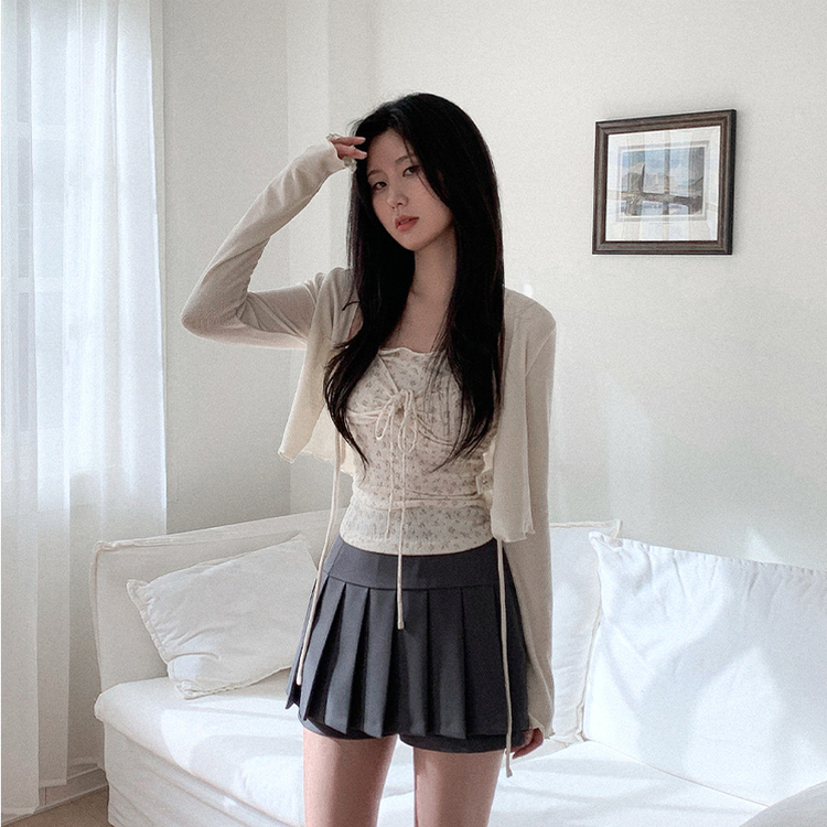 プリーツミニAラインスカート CHARCOAL