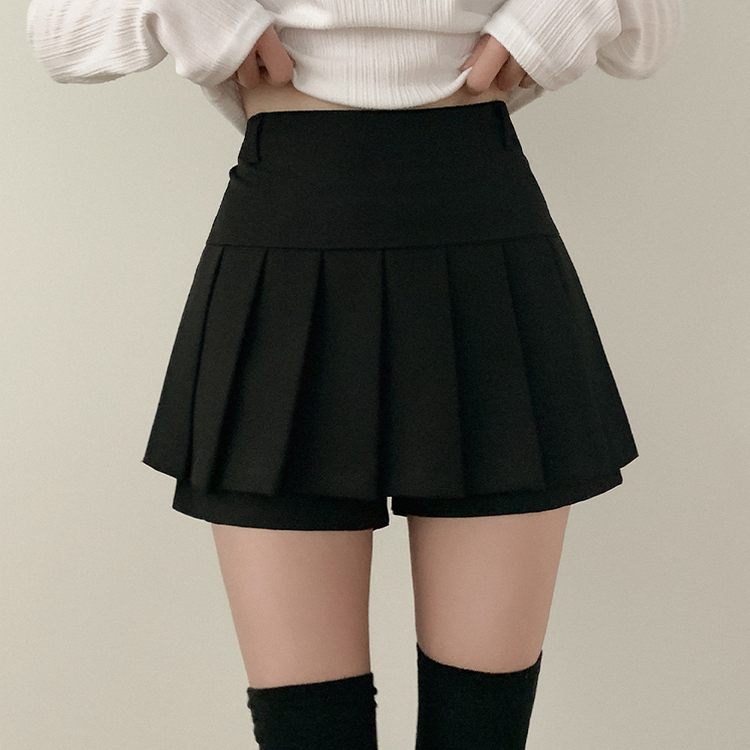 プリーツミニAラインスカート BLACK