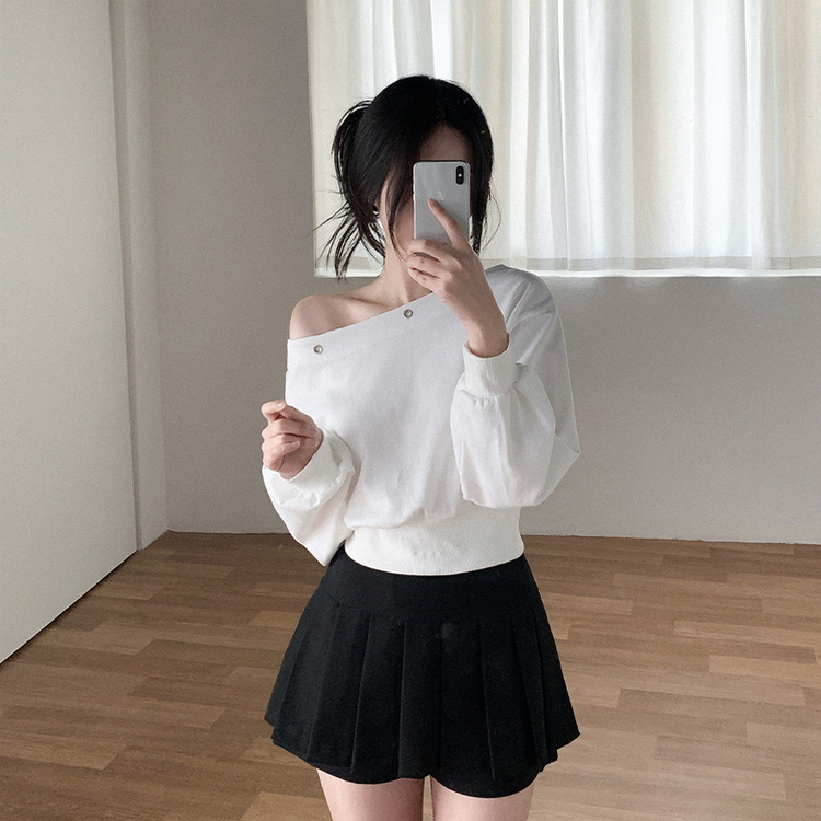 プリーツミニAラインスカート BLACK