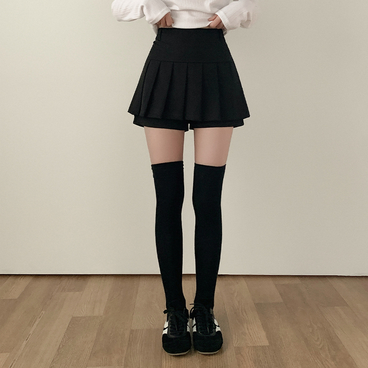 プリーツミニAラインスカート BLACK