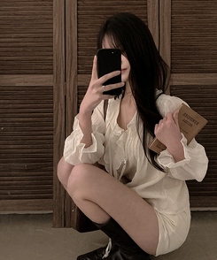 シフォンフリルシースルーブラウス CREAM