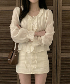 シフォンフリルシースルーブラウス CREAM