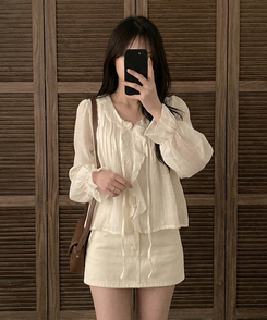 シフォンフリルシースルーブラウス CREAM