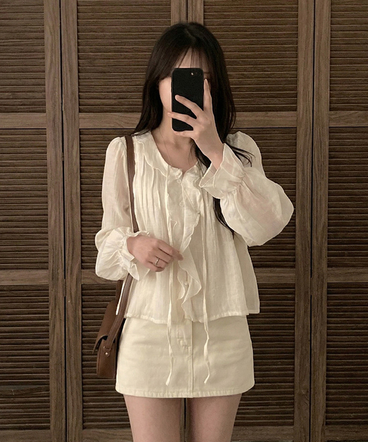 シフォンフリルシースルーブラウス CREAM