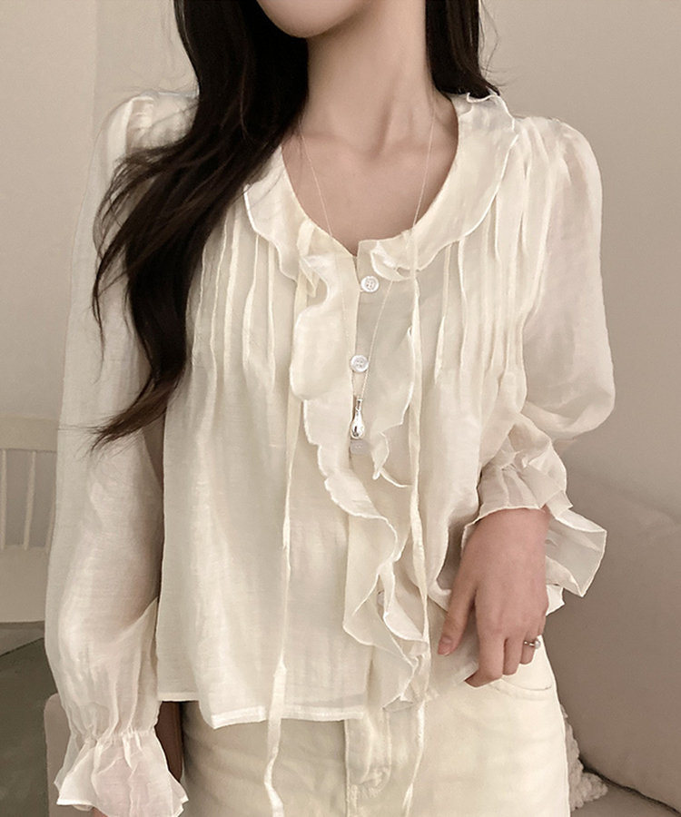 シフォンフリルシースルーブラウス CREAM