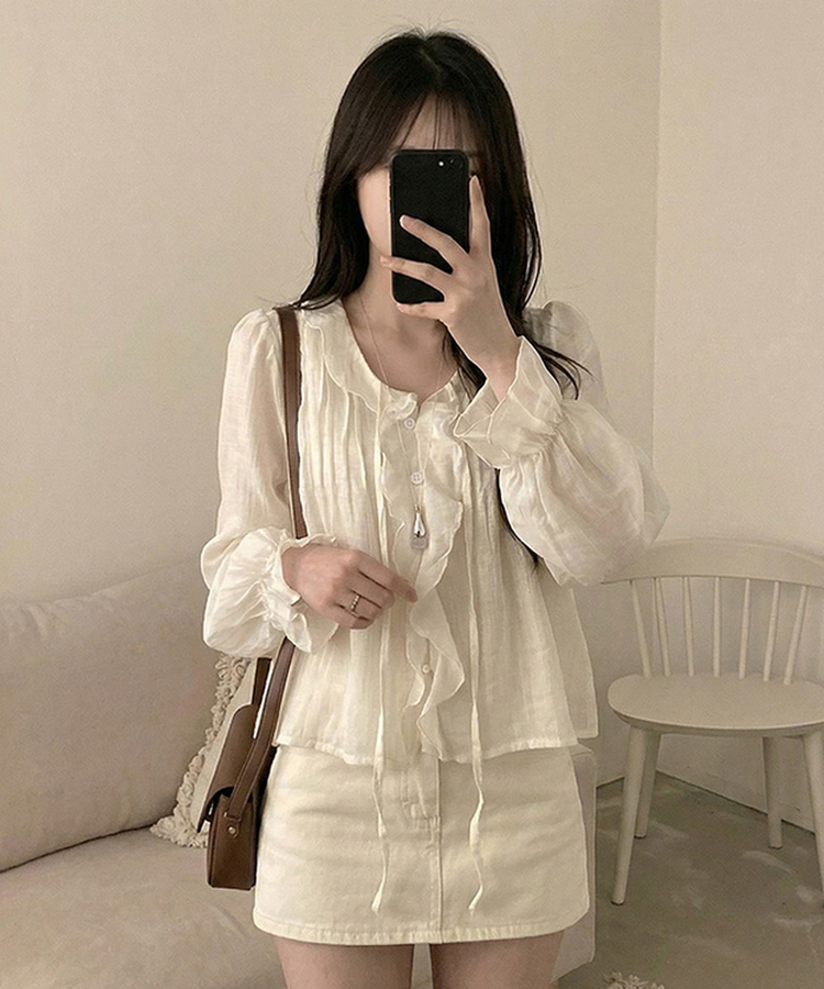シフォンフリルシースルーブラウス CREAM