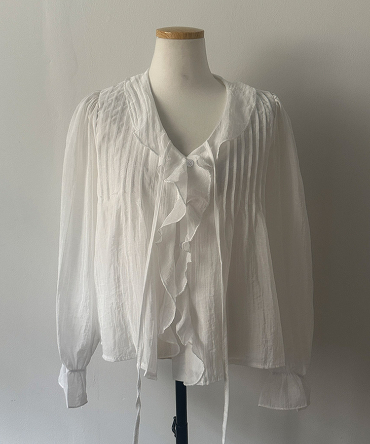 シフォンフリルシースルーブラウス