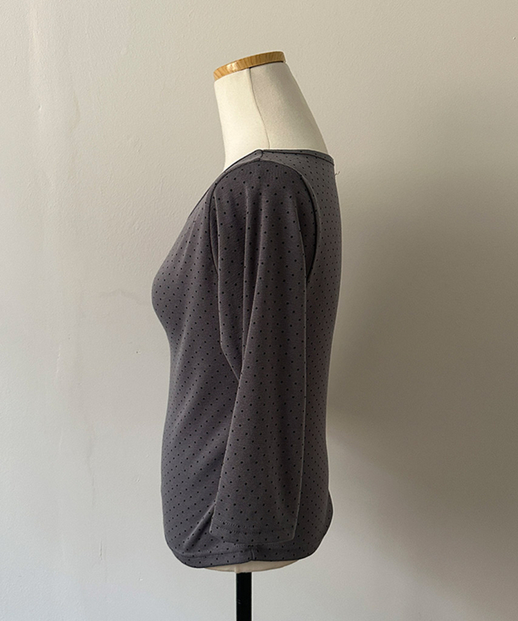 7分丈ドットボートネックTシャツ