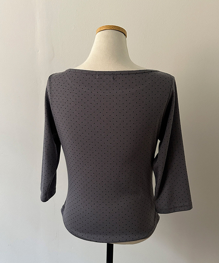 7分丈ドットボートネックTシャツ