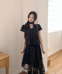 ミニドットスカーフ BLACK