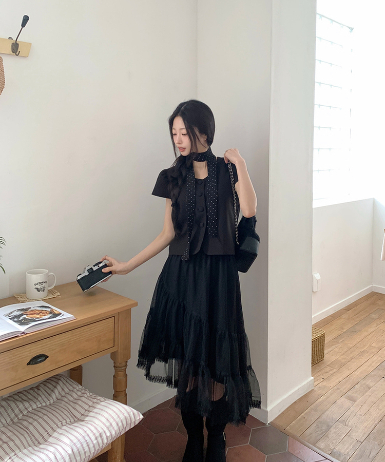 ミニドットスカーフ BLACK