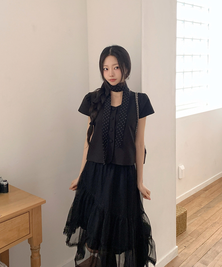 ミニドットスカーフ BLACK