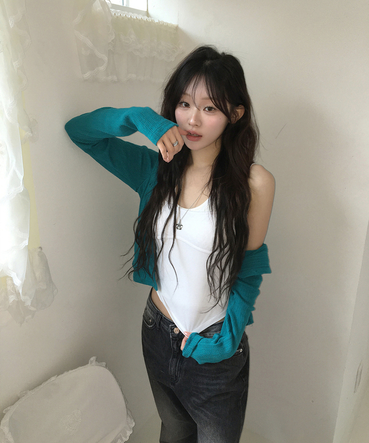 レースレイヤードスリーブレス IVORY