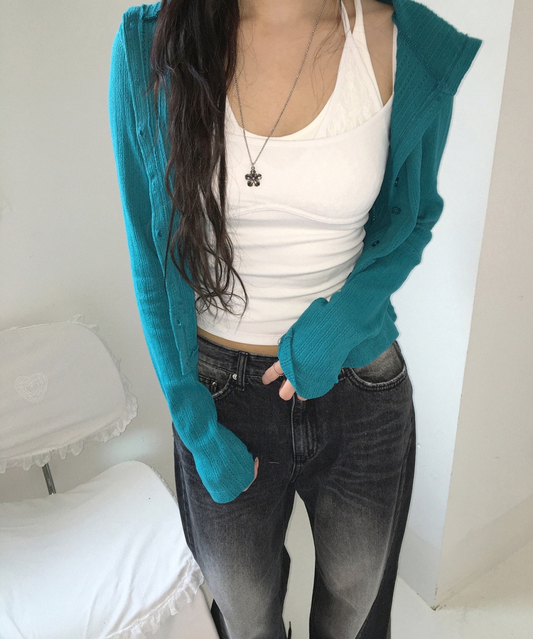 レースレイヤードスリーブレス IVORY