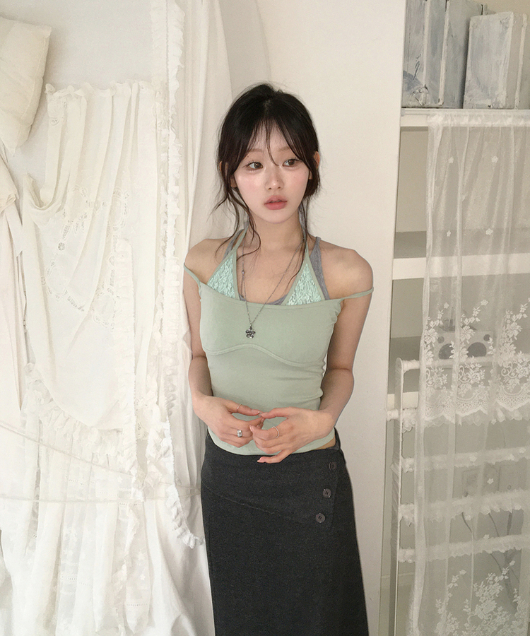 レースレイヤードスリーブレス MINT