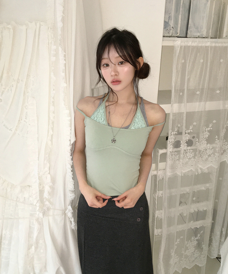 レースレイヤードスリーブレス MINT