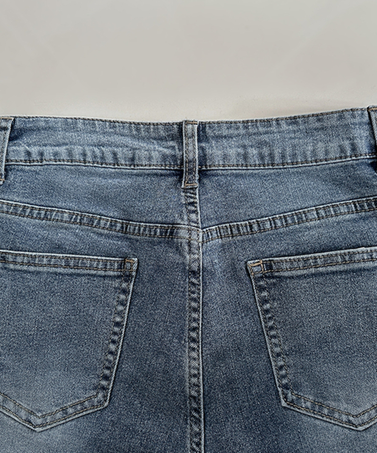 【丈別】ハイウエストブーツカットデニムパンツ