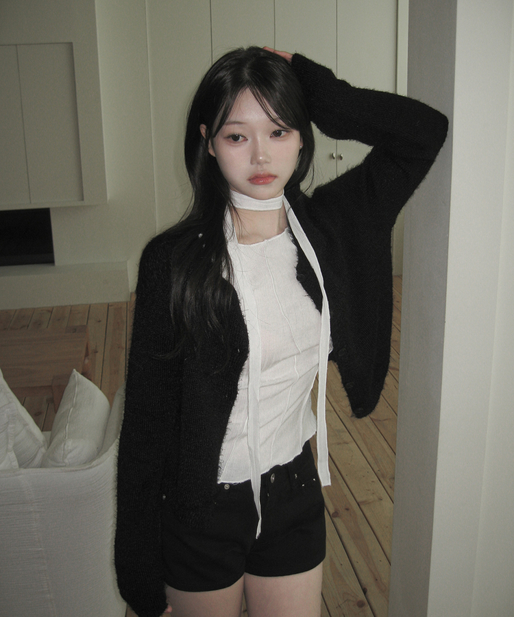 スタッズポケットコットンショートパンツ BLACK