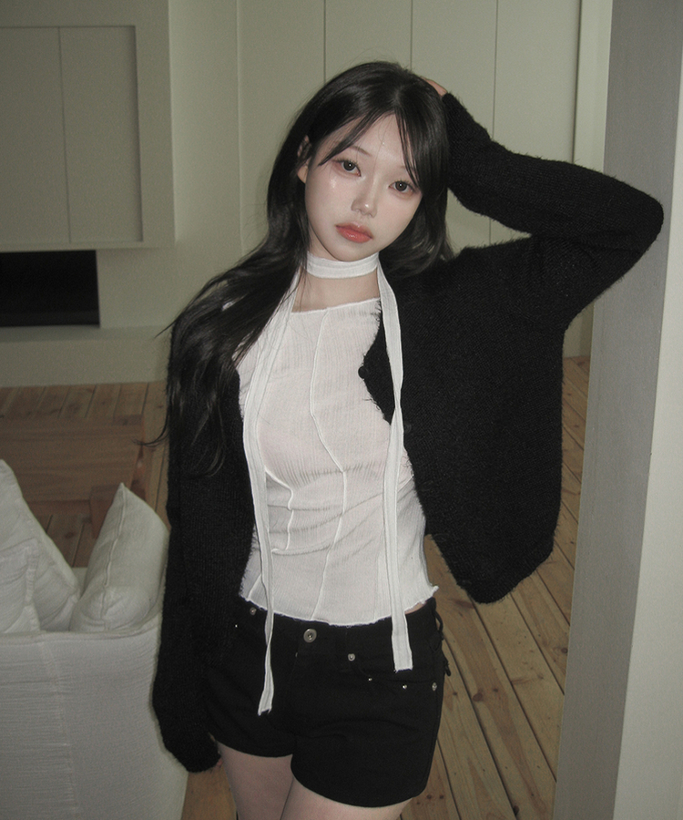 スタッズポケットコットンショートパンツ BLACK