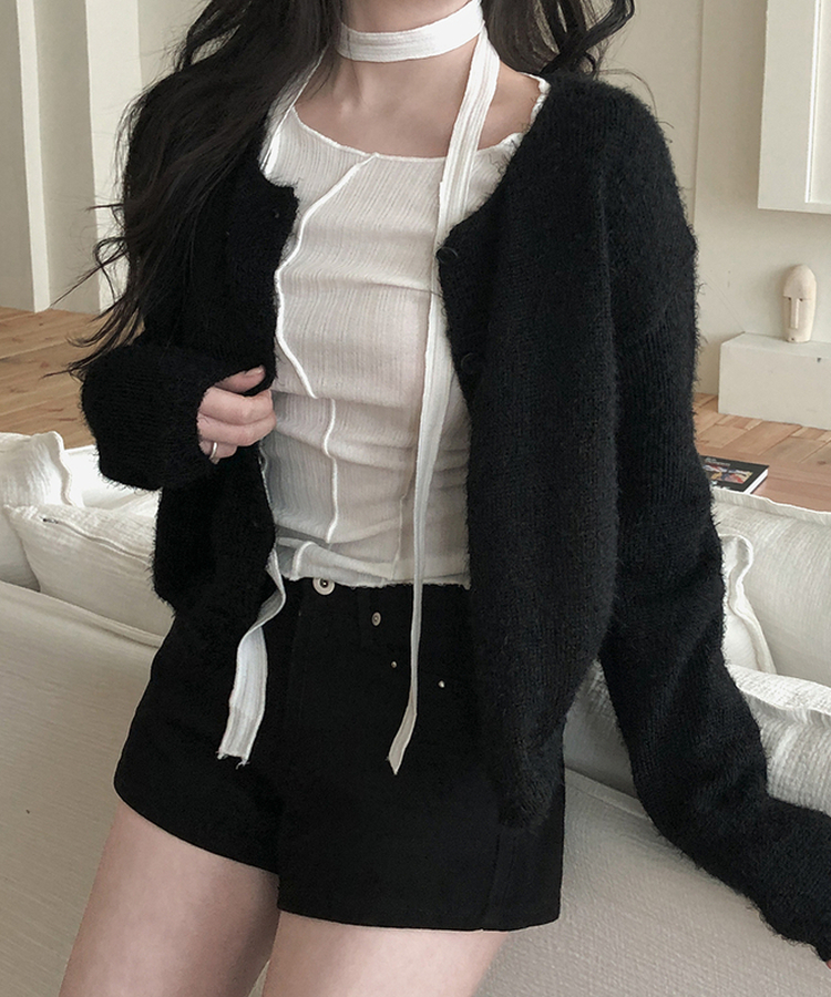 スタッズポケットコットンショートパンツ BLACK