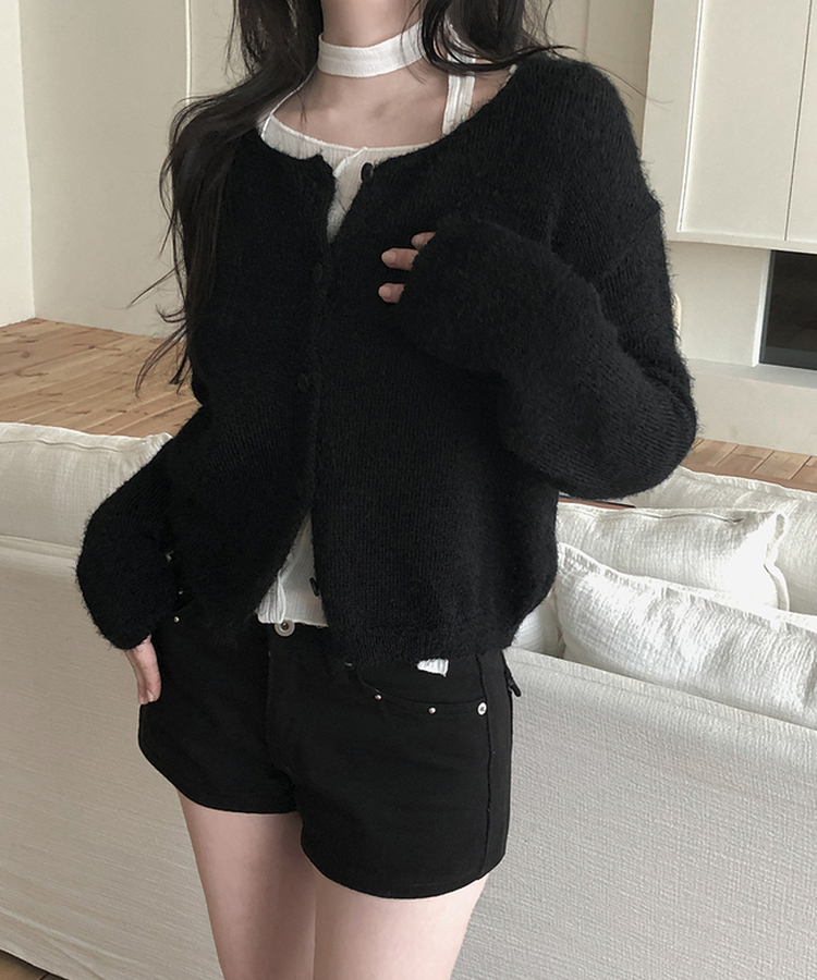 スタッズポケットコットンショートパンツ BLACK