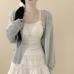 【カップ付き】レースレイヤードキャミソール WHITE