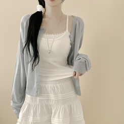 【カップ付き】レースレイヤードキャミソール WHITE