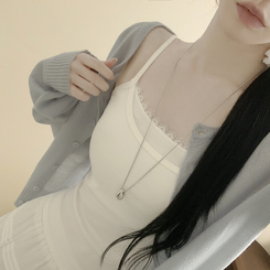 【カップ付き】レースレイヤードキャミソール WHITE