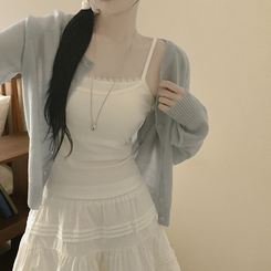 【カップ付き】レースレイヤードキャミソール WHITE