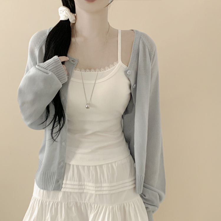 【カップ付き】レースレイヤードキャミソール WHITE