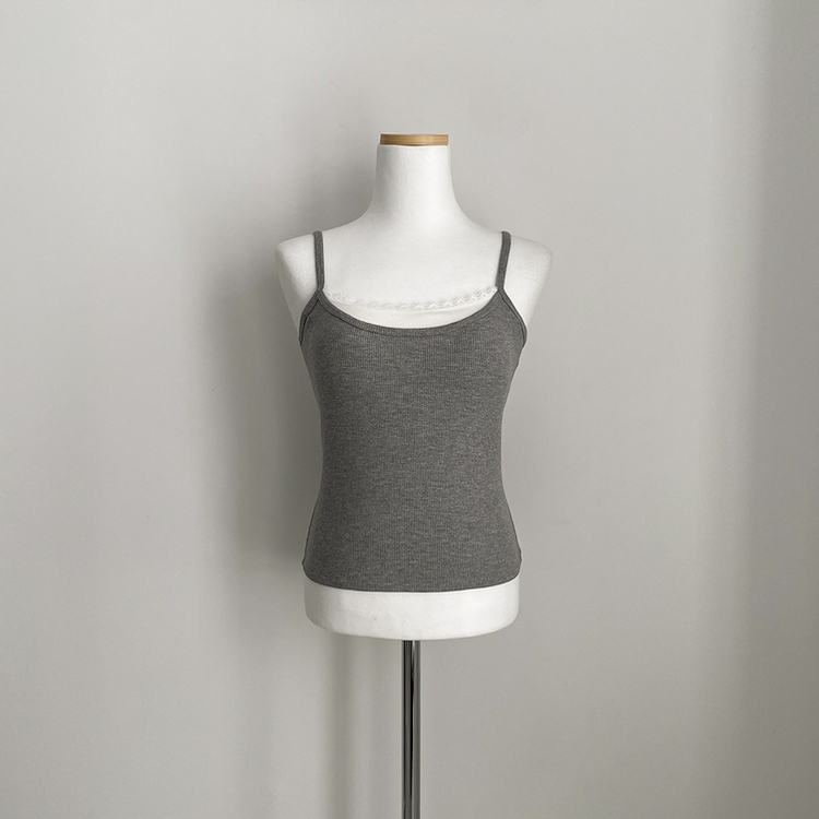 【カップ付き】レースレイヤードキャミソール