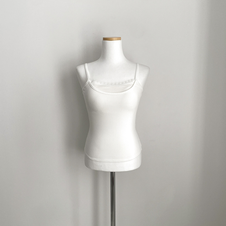 【カップ付き】レースレイヤードキャミソール