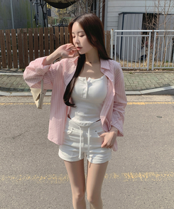 【カップ付き】ボタンストラップキャミソール WHITE