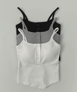 【カップ付き】ボタンストラップキャミソール