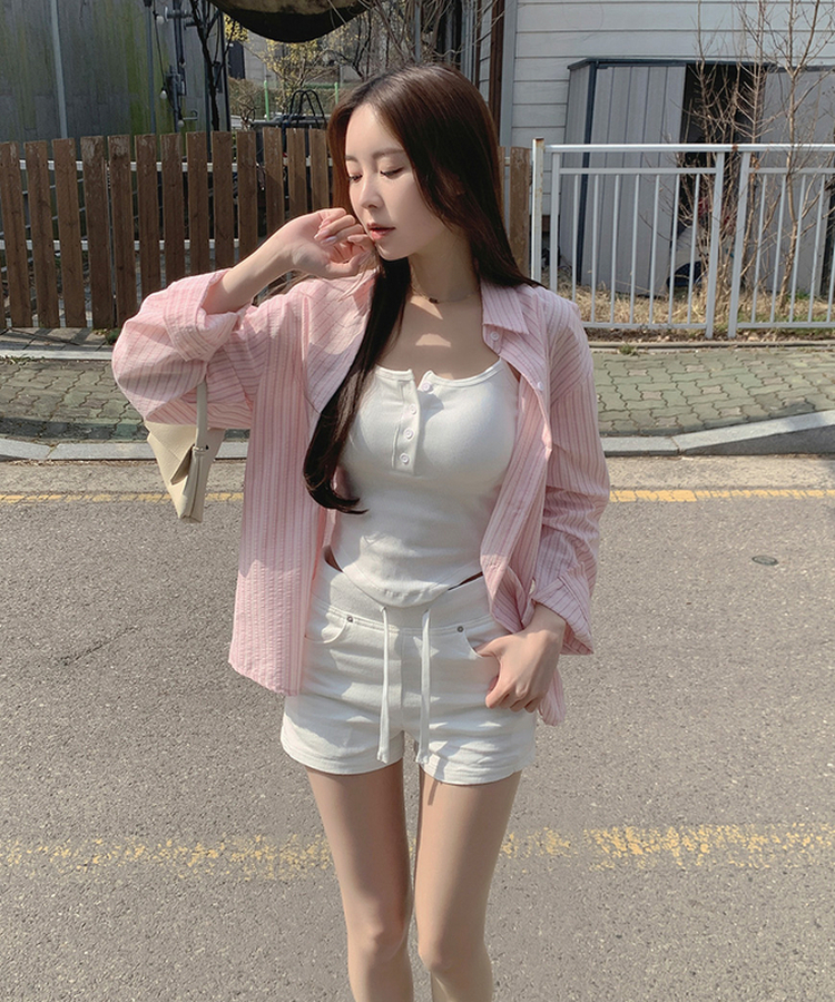 【カップ付き】ボタンストラップキャミソール WHITE