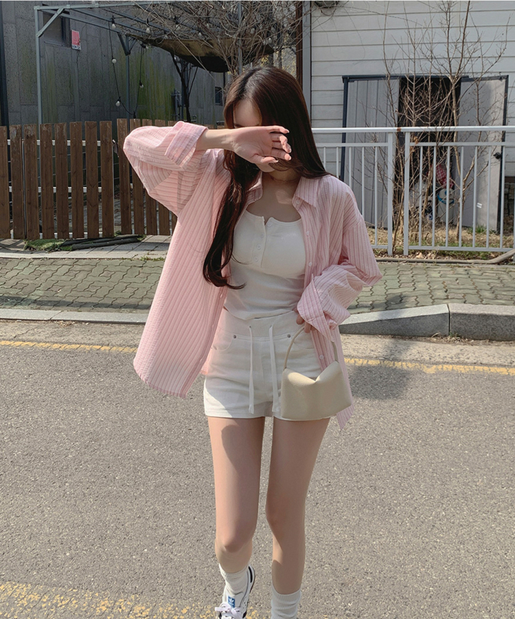 【カップ付き】ボタンストラップキャミソール WHITE