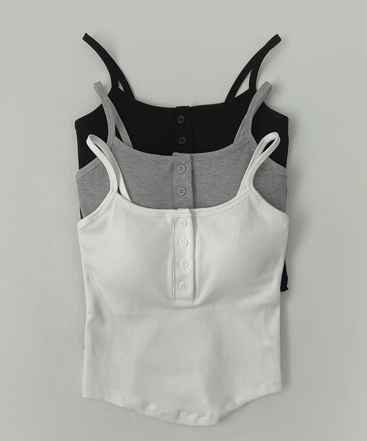 【カップ付き】ボタンストラップキャミソール