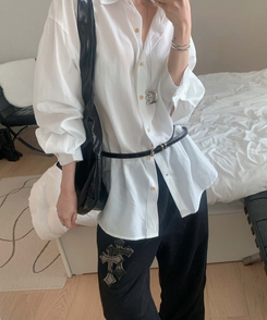 バックルレザースリムベルト BLACK