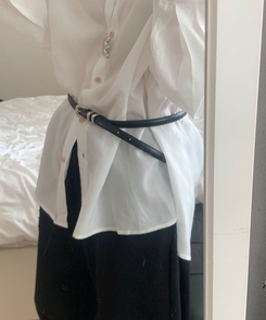 バックルレザースリムベルト BLACK