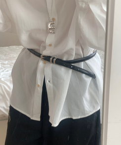 バックルレザースリムベルト BLACK