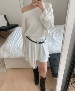 バックルレザースリムベルト BLACK