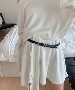 バックルレザースリムベルト BLACK