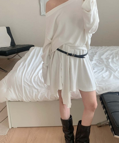 バックルレザースリムベルト BLACK