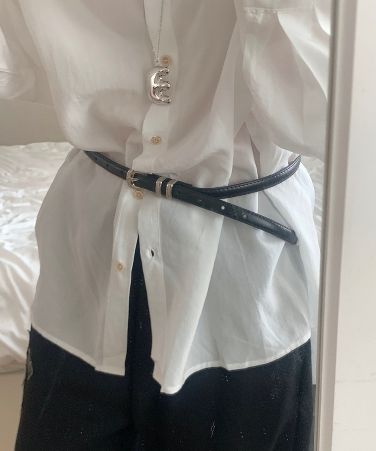 バックルレザースリムベルト BLACK