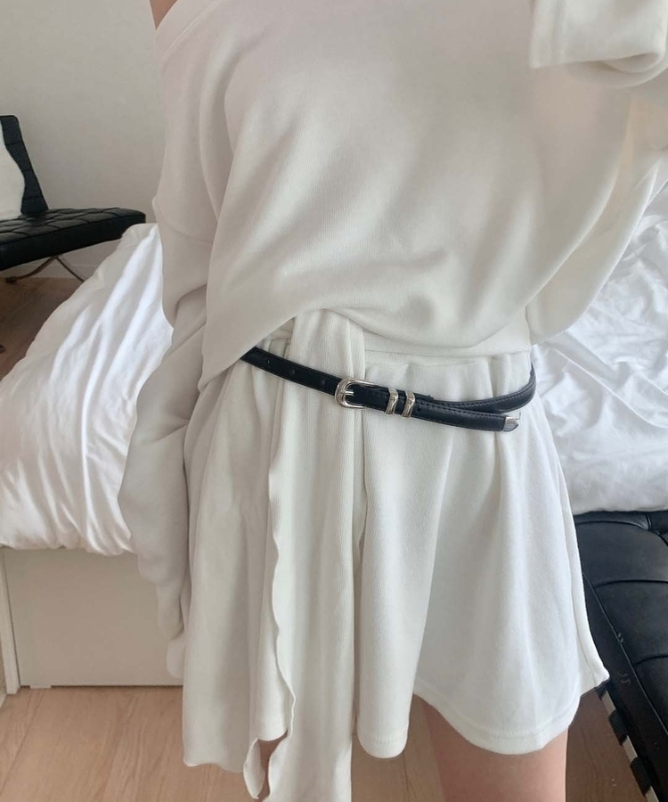 バックルレザースリムベルト BLACK