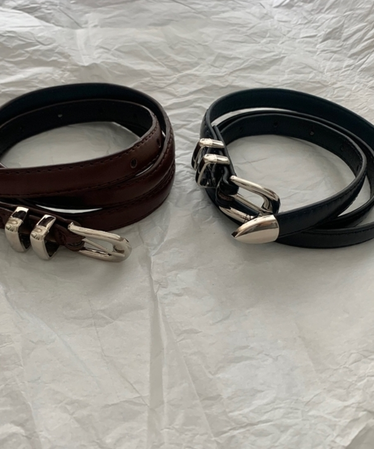 バックルレザースリムベルト